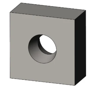 Close-up view of a high-quality 43x43x20mm replacement knife for Lindner Micromat 2000-2500 shredders, showing precise dimensions and a central mounting hole.
