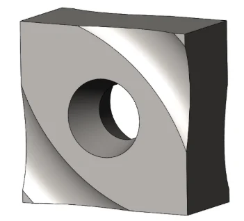 A single 43x43x20mm square industrial shredder knife with a central mounting hole and twisted cutting edges, designed for LINDNER MICROMAT 2000-2500.