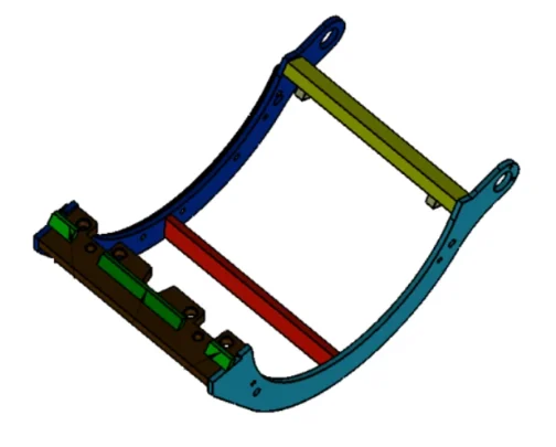 3D render of a replacement left screen cassette for Lindner Micromat 2000 and 2500 shredders, showing its robust frame structure and precision design, OEM part 244251.