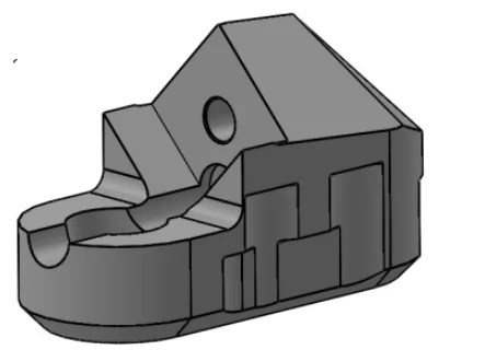 3D render of a grey industrial knife holder, specifically designed for Lindner Micromat 2000 and 2500 shredders, showing its precise dimensions of 142x83x61 mm.